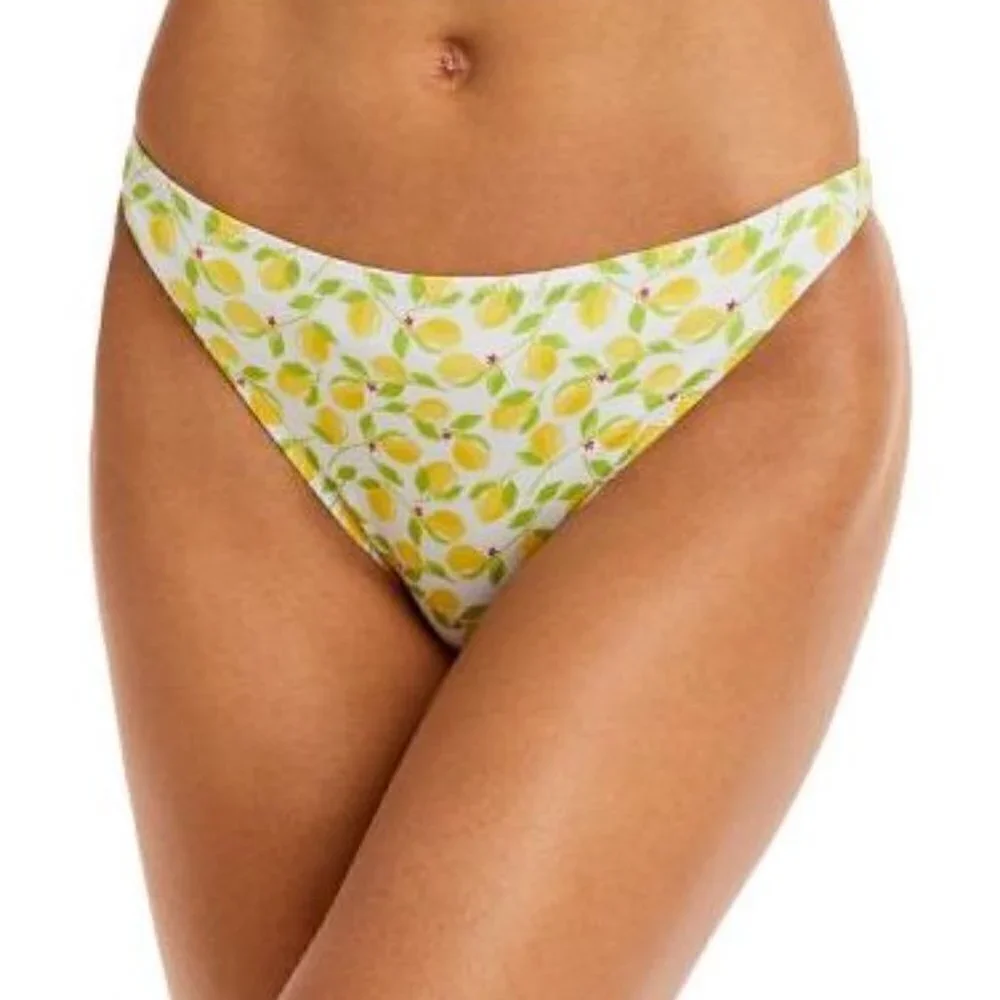 New Solid & Striped The Tati High Waisted Lemon Print Swim Bikini Bottoms NWT XL